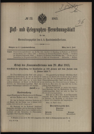 Post- und Telegraphen-Verordnungsblatt für das Verwaltungsgebiet des K.-K. Handelsministeriums