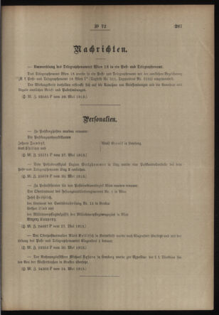 Post- und Telegraphen-Verordnungsblatt für das Verwaltungsgebiet des K.-K. Handelsministeriums 19130606 Seite: 3