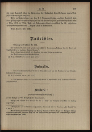 Post- und Telegraphen-Verordnungsblatt für das Verwaltungsgebiet des K.-K. Handelsministeriums 19130611 Seite: 3