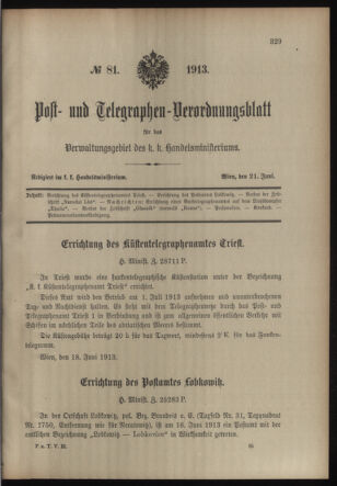 Post- und Telegraphen-Verordnungsblatt für das Verwaltungsgebiet des K.-K. Handelsministeriums