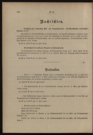 Post- und Telegraphen-Verordnungsblatt für das Verwaltungsgebiet des K.-K. Handelsministeriums 19130627 Seite: 2