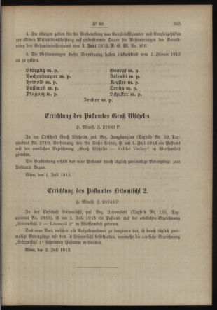 Post- und Telegraphen-Verordnungsblatt für das Verwaltungsgebiet des K.-K. Handelsministeriums 19130708 Seite: 3