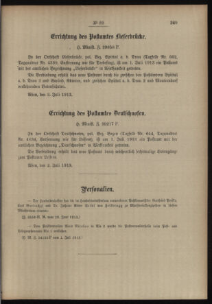 Post- und Telegraphen-Verordnungsblatt für das Verwaltungsgebiet des K.-K. Handelsministeriums 19130709 Seite: 3