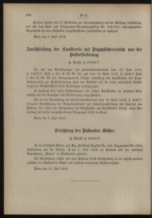 Post- und Telegraphen-Verordnungsblatt für das Verwaltungsgebiet des K.-K. Handelsministeriums 19130714 Seite: 2