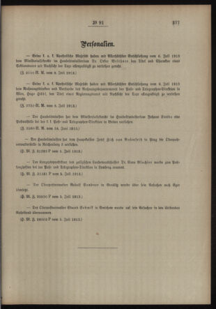 Post- und Telegraphen-Verordnungsblatt für das Verwaltungsgebiet des K.-K. Handelsministeriums 19130714 Seite: 3