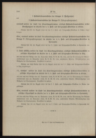 Post- und Telegraphen-Verordnungsblatt für das Verwaltungsgebiet des K.-K. Handelsministeriums 19130722 Seite: 4