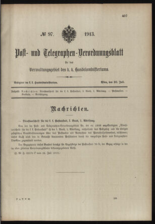 Post- und Telegraphen-Verordnungsblatt für das Verwaltungsgebiet des K.-K. Handelsministeriums