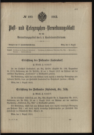 Post- und Telegraphen-Verordnungsblatt für das Verwaltungsgebiet des K.-K. Handelsministeriums