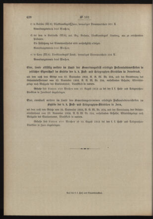 Post- und Telegraphen-Verordnungsblatt für das Verwaltungsgebiet des K.-K. Handelsministeriums 19130809 Seite: 4