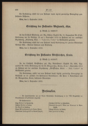 Post- und Telegraphen-Verordnungsblatt für das Verwaltungsgebiet des K.-K. Handelsministeriums 19130906 Seite: 2