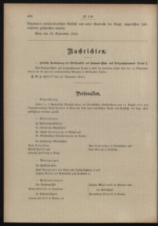 Post- und Telegraphen-Verordnungsblatt für das Verwaltungsgebiet des K.-K. Handelsministeriums 19130922 Seite: 2