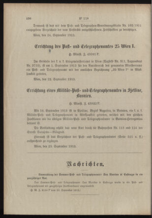 Post- und Telegraphen-Verordnungsblatt für das Verwaltungsgebiet des K.-K. Handelsministeriums 19130930 Seite: 2