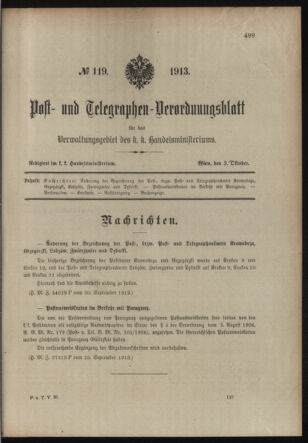 Post- und Telegraphen-Verordnungsblatt für das Verwaltungsgebiet des K.-K. Handelsministeriums