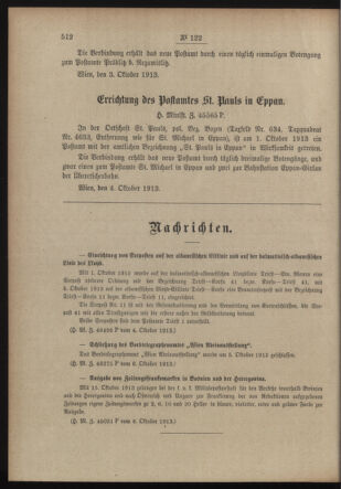 Post- und Telegraphen-Verordnungsblatt für das Verwaltungsgebiet des K.-K. Handelsministeriums 19131009 Seite: 2