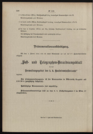 Post- und Telegraphen-Verordnungsblatt für das Verwaltungsgebiet des K.-K. Handelsministeriums 19131017 Seite: 4