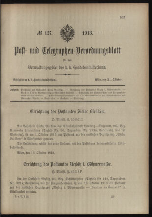 Post- und Telegraphen-Verordnungsblatt für das Verwaltungsgebiet des K.-K. Handelsministeriums