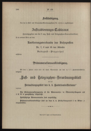 Post- und Telegraphen-Verordnungsblatt für das Verwaltungsgebiet des K.-K. Handelsministeriums 19131111 Seite: 4