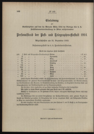 Post- und Telegraphen-Verordnungsblatt für das Verwaltungsgebiet des K.-K. Handelsministeriums 19131120 Seite: 4