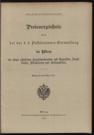 Post- und Telegraphen-Verordnungsblatt für das Verwaltungsgebiet des K.-K. Handelsministeriums 19131125 Seite: 5