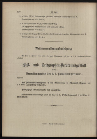 Post- und Telegraphen-Verordnungsblatt für das Verwaltungsgebiet des K.-K. Handelsministeriums 19131205 Seite: 4