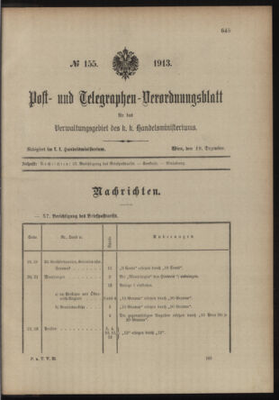 Post- und Telegraphen-Verordnungsblatt für das Verwaltungsgebiet des K.-K. Handelsministeriums