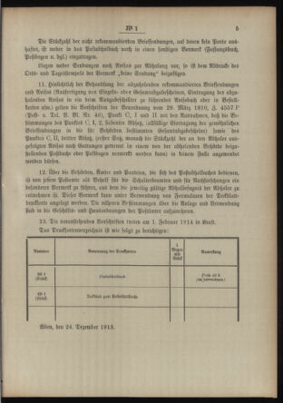 Post- und Telegraphen-Verordnungsblatt für das Verwaltungsgebiet des K.-K. Handelsministeriums 19140102 Seite: 5