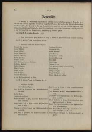 Post- und Telegraphen-Verordnungsblatt für das Verwaltungsgebiet des K.-K. Handelsministeriums 19140105 Seite: 2