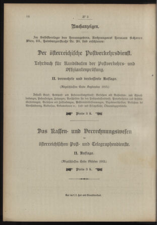 Post- und Telegraphen-Verordnungsblatt für das Verwaltungsgebiet des K.-K. Handelsministeriums 19140105 Seite: 4