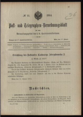 Post- und Telegraphen-Verordnungsblatt für das Verwaltungsgebiet des K.-K. Handelsministeriums