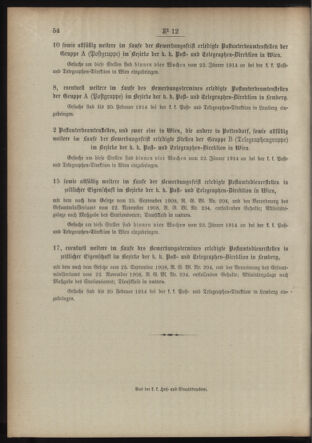 Post- und Telegraphen-Verordnungsblatt für das Verwaltungsgebiet des K.-K. Handelsministeriums 19140121 Seite: 4