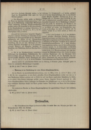 Post- und Telegraphen-Verordnungsblatt für das Verwaltungsgebiet des K.-K. Handelsministeriums 19140122 Seite: 3