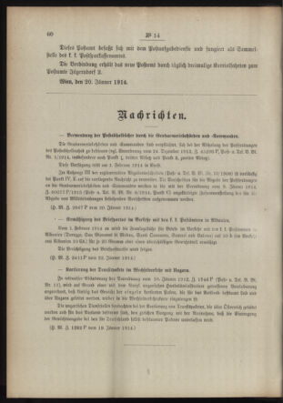 Post- und Telegraphen-Verordnungsblatt für das Verwaltungsgebiet des K.-K. Handelsministeriums 19140124 Seite: 2