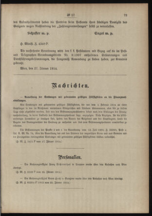 Post- und Telegraphen-Verordnungsblatt für das Verwaltungsgebiet des K.-K. Handelsministeriums 19140130 Seite: 3