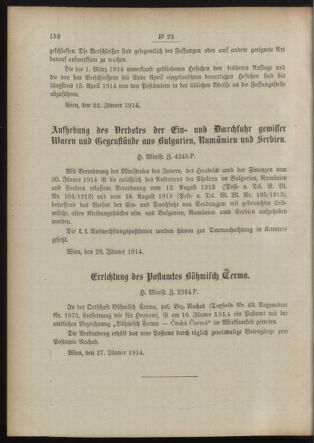 Post- und Telegraphen-Verordnungsblatt für das Verwaltungsgebiet des K.-K. Handelsministeriums 19140206 Seite: 8