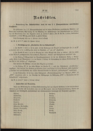 Post- und Telegraphen-Verordnungsblatt für das Verwaltungsgebiet des K.-K. Handelsministeriums 19140206 Seite: 9