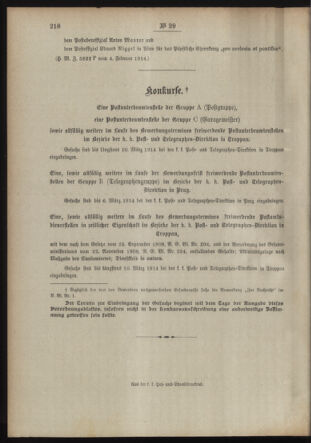 Post- und Telegraphen-Verordnungsblatt für das Verwaltungsgebiet des K.-K. Handelsministeriums 19140212 Seite: 14