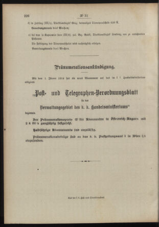 Post- und Telegraphen-Verordnungsblatt für das Verwaltungsgebiet des K.-K. Handelsministeriums 19140214 Seite: 4