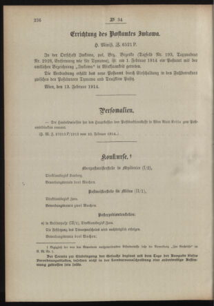 Post- und Telegraphen-Verordnungsblatt für das Verwaltungsgebiet des K.-K. Handelsministeriums 19140221 Seite: 2