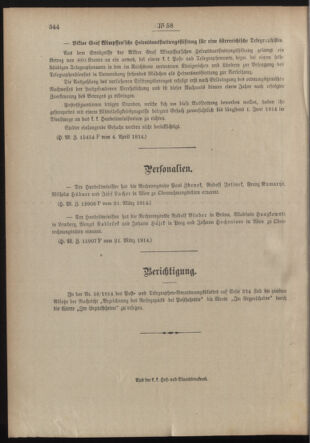 Post- und Telegraphen-Verordnungsblatt für das Verwaltungsgebiet des K.-K. Handelsministeriums 19140409 Seite: 4