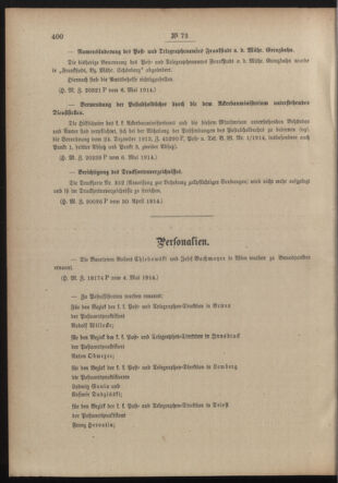 Post- und Telegraphen-Verordnungsblatt für das Verwaltungsgebiet des K.-K. Handelsministeriums 19140513 Seite: 2