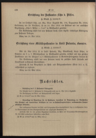 Post- und Telegraphen-Verordnungsblatt für das Verwaltungsgebiet des K.-K. Handelsministeriums 19140527 Seite: 2