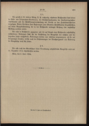 Post- und Telegraphen-Verordnungsblatt für das Verwaltungsgebiet des K.-K. Handelsministeriums 19140613 Seite: 3