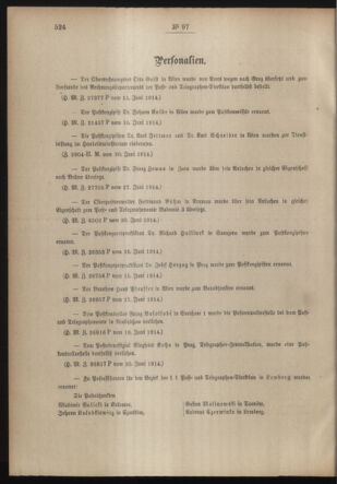 Post- und Telegraphen-Verordnungsblatt für das Verwaltungsgebiet des K.-K. Handelsministeriums 19140627 Seite: 2