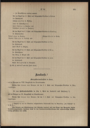 Post- und Telegraphen-Verordnungsblatt für das Verwaltungsgebiet des K.-K. Handelsministeriums 19140702 Seite: 3