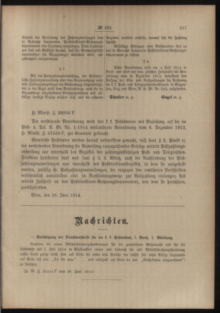 Post- und Telegraphen-Verordnungsblatt für das Verwaltungsgebiet des K.-K. Handelsministeriums 19140707 Seite: 3