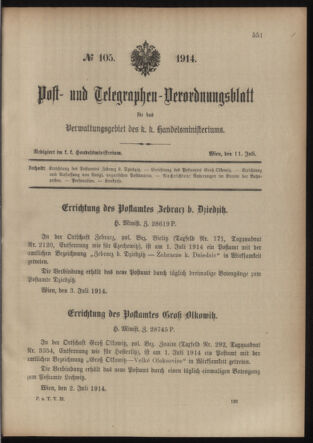 Post- und Telegraphen-Verordnungsblatt für das Verwaltungsgebiet des K.-K. Handelsministeriums