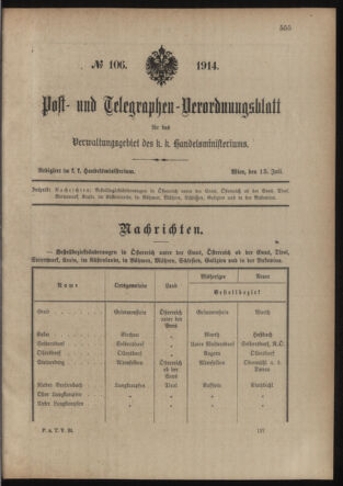 Post- und Telegraphen-Verordnungsblatt für das Verwaltungsgebiet des K.-K. Handelsministeriums