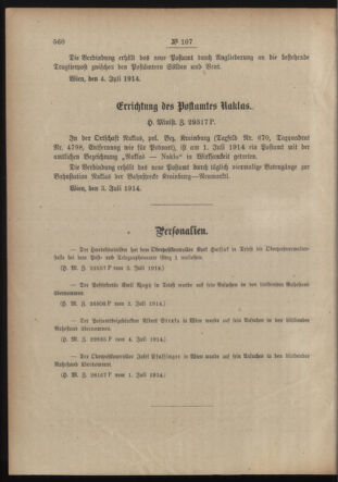 Post- und Telegraphen-Verordnungsblatt für das Verwaltungsgebiet des K.-K. Handelsministeriums 19140714 Seite: 2