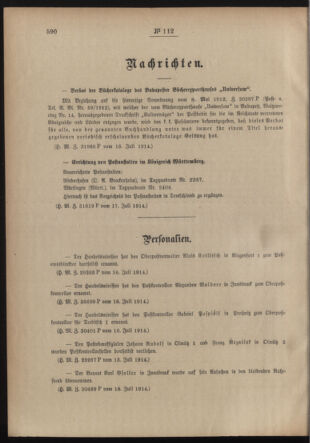 Post- und Telegraphen-Verordnungsblatt für das Verwaltungsgebiet des K.-K. Handelsministeriums 19140722 Seite: 2