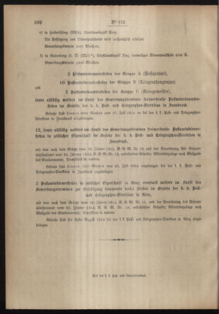 Post- und Telegraphen-Verordnungsblatt für das Verwaltungsgebiet des K.-K. Handelsministeriums 19140722 Seite: 4